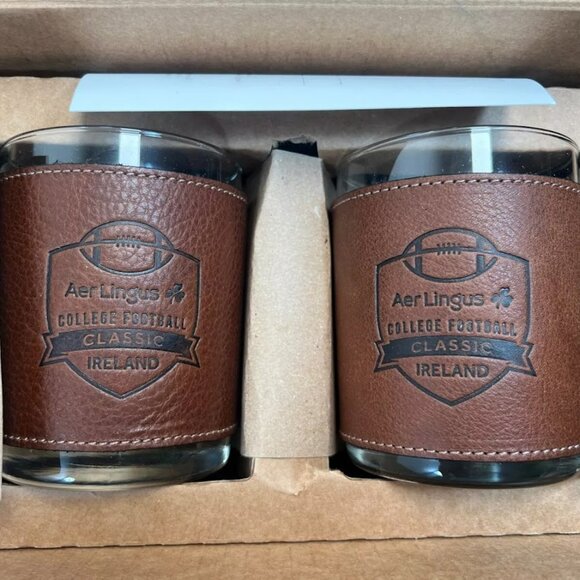 Clayton & Crume Handcrafted Leather Goods Rocks Glasses 2023 Navy vs Notre Dame